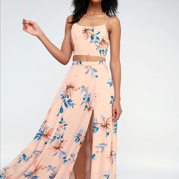Lulus Dresses & Skirts - Two Piece Maxi Dress - Peach
